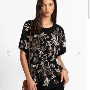 NWOT Johnny Was French Terry Embroidered Top sz M/L